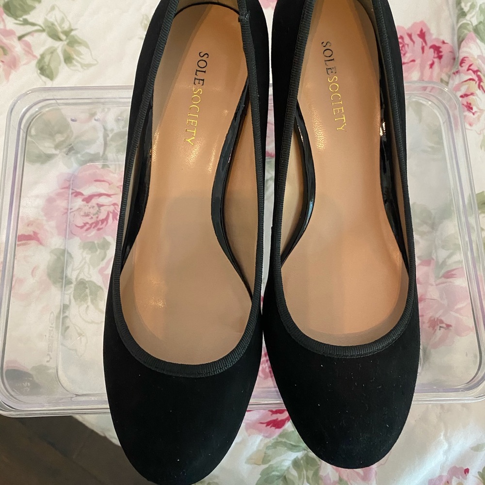 Low glitter Heel velvet shoes